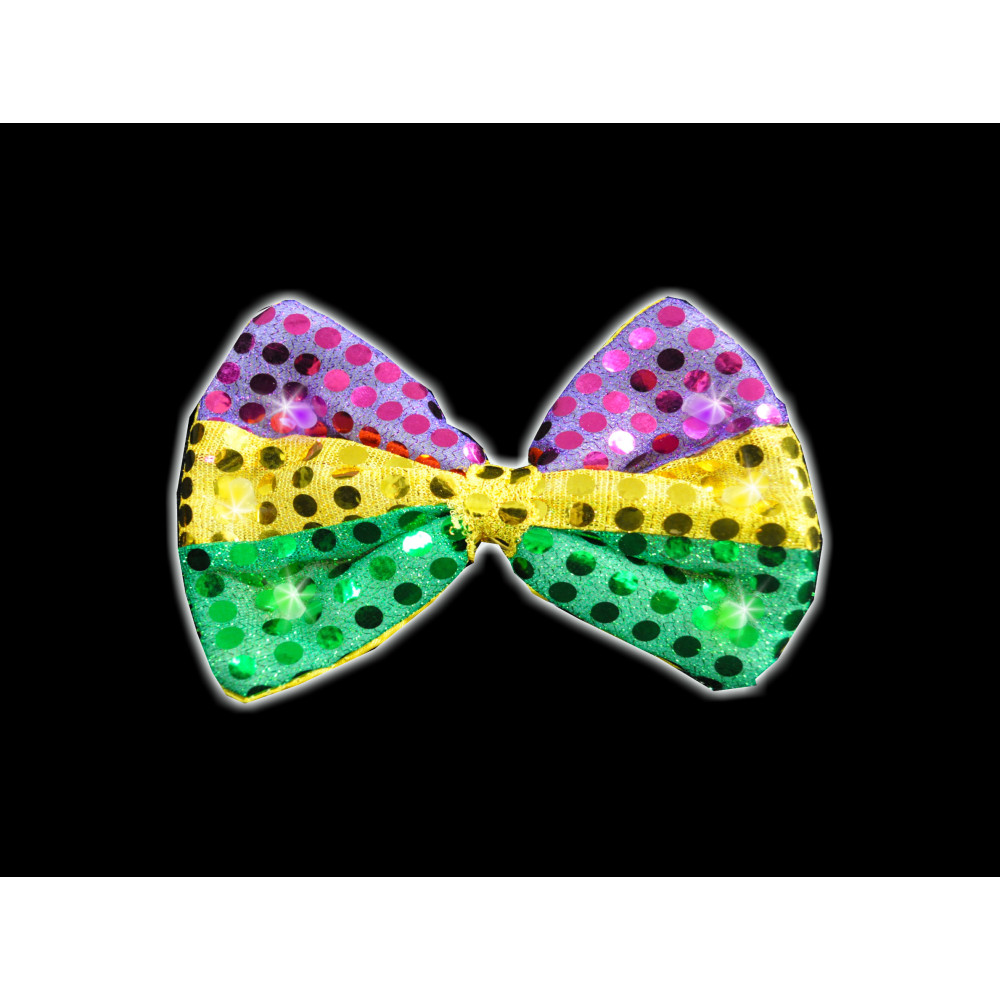 LED MARDI GRAS SEQUIN BOW TIE (1 PIECE) 
