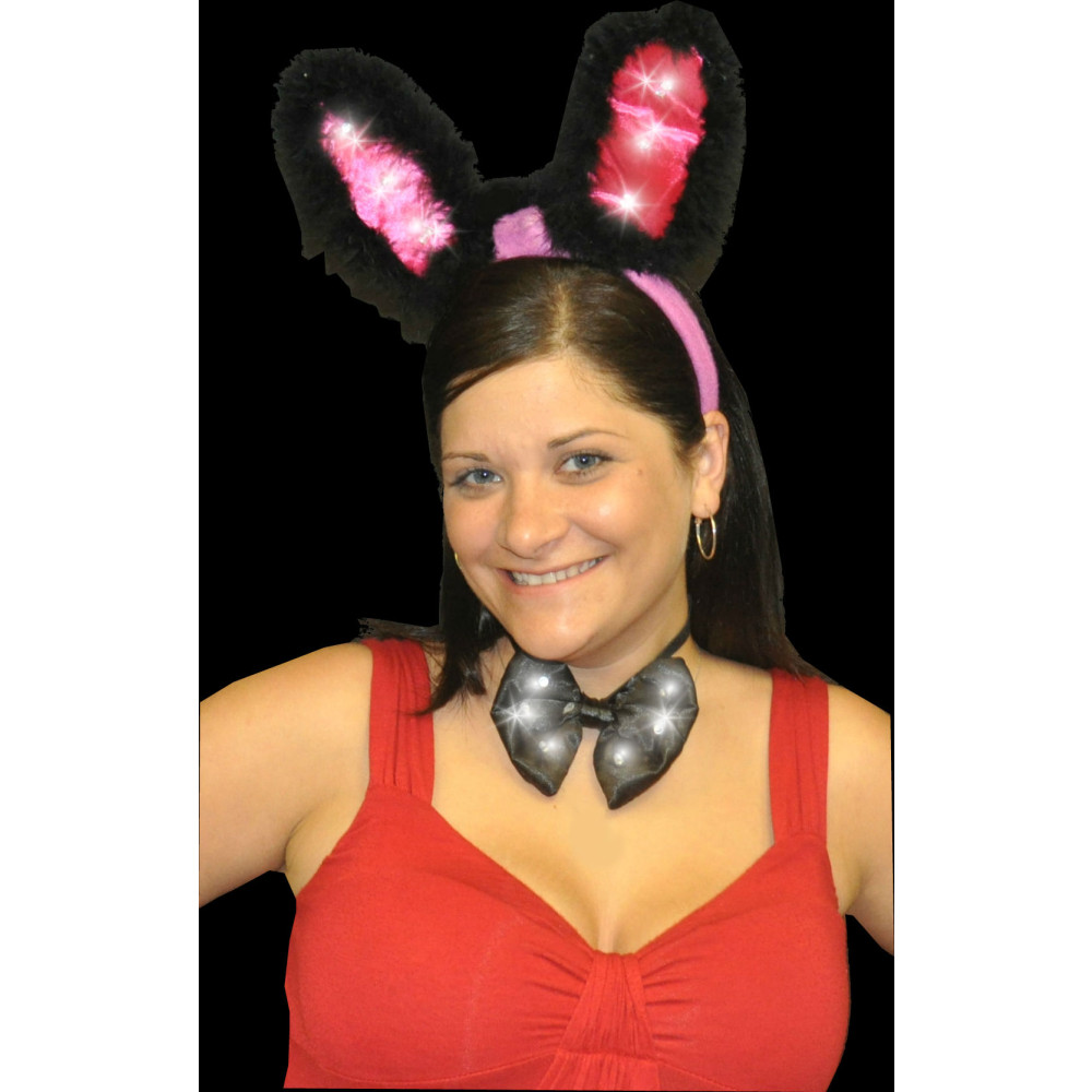 LED BUNNY EARS WITH BOW TIE (1 PIECE)