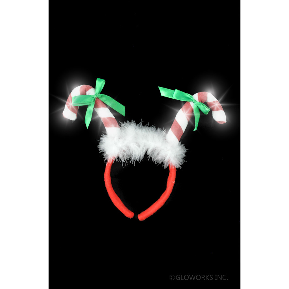 CANDY CANE FLASHING HEAD BOPPER WITH BOWS (1 PIECE)