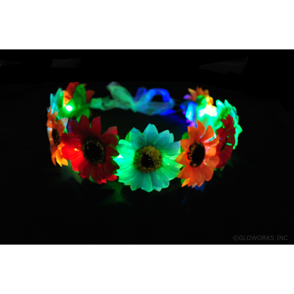 BIG MULTI-COLOR DAISY LED FLOWER CROWN HEADBAND (1 PIECE)