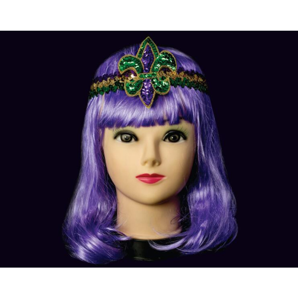 SEQUIN MARDI GRAS WITH FLEUR DE LIS ACCENT (1 PIECE)  