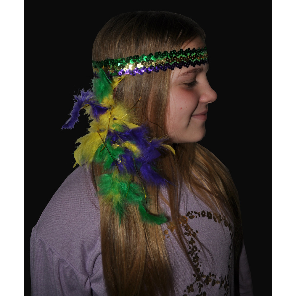 SEQUIN MARDI GRAS HEADBAND WITH FLOWER ACCENT (1 PIECE)