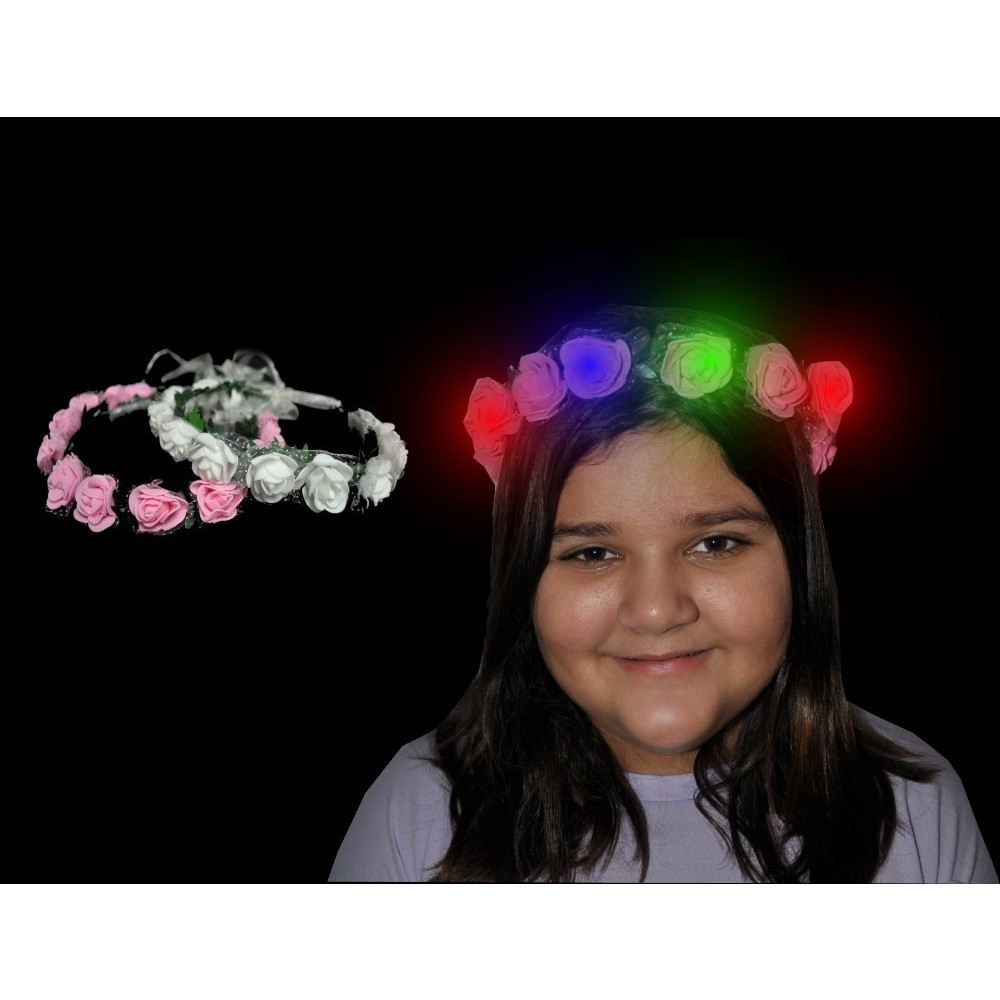 LED ASSORTED COLOR MINI ROSE HEADBAND WITH MULTI-COLOR LIGHTS (1 PIECE)