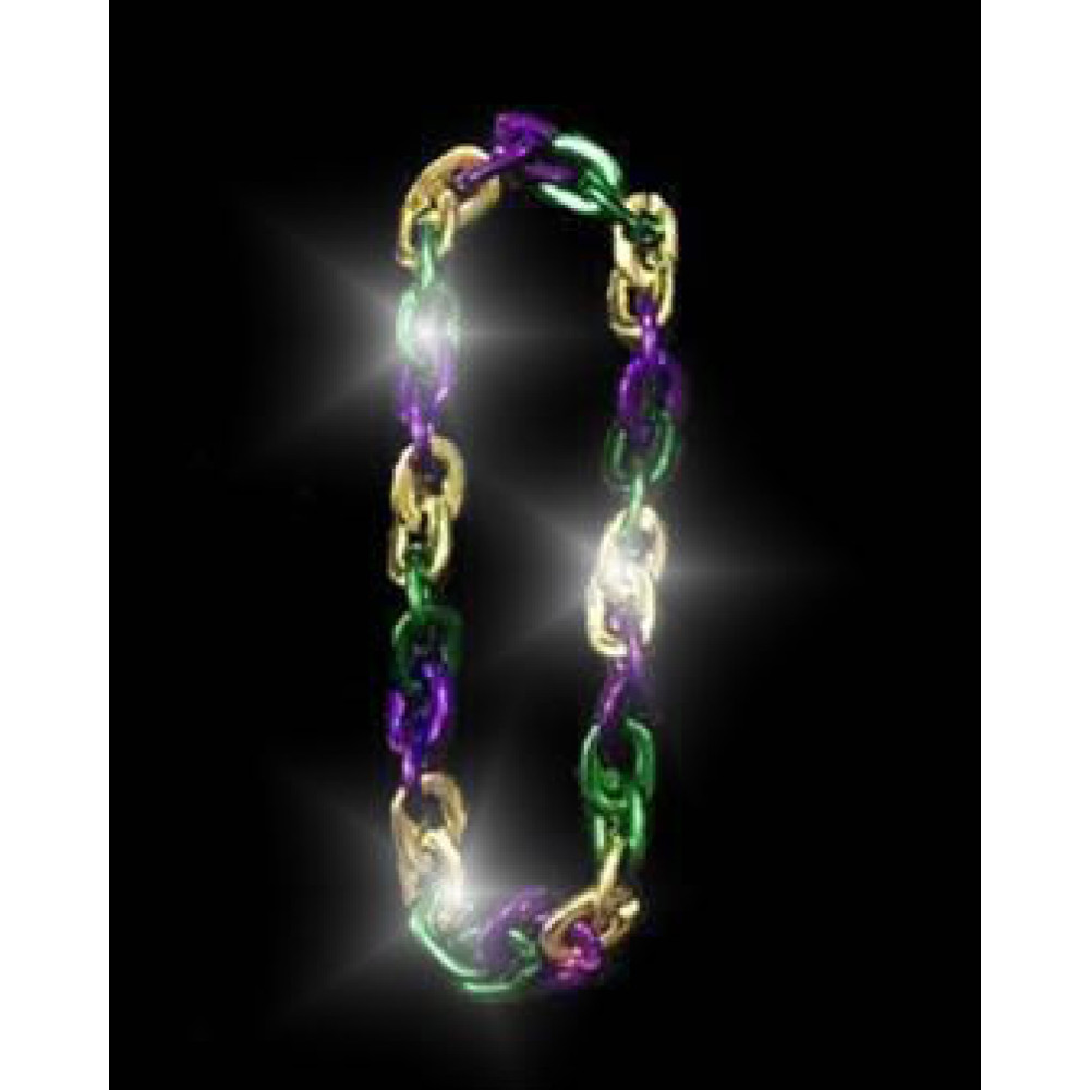 LED MARDI GRAS  LINK CHAIN NECKLACE (1 PIECE)