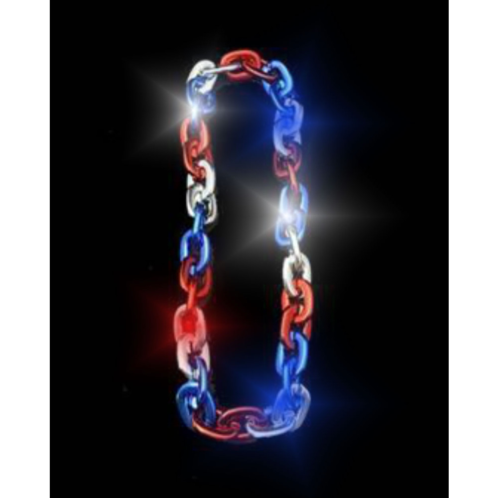 LED RED/WHITE/BLUE LINK CHAIN NECKLACE (1 PIECE)