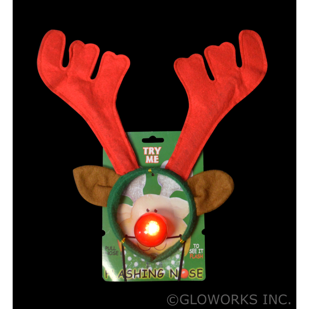 REINDEER SET WITH FLASHING NOSE (1 SET)