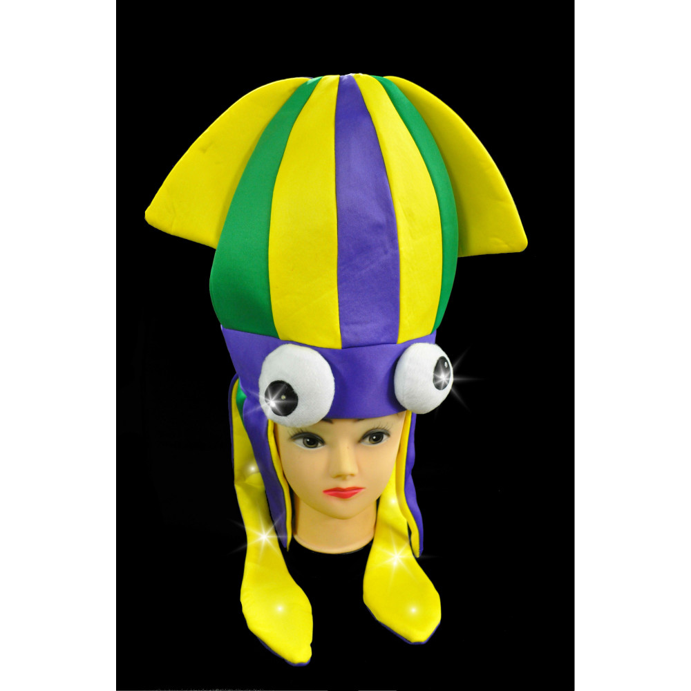 FLASHING SQUID HAT MARDI GRAS  COLORS (1 PIECE)