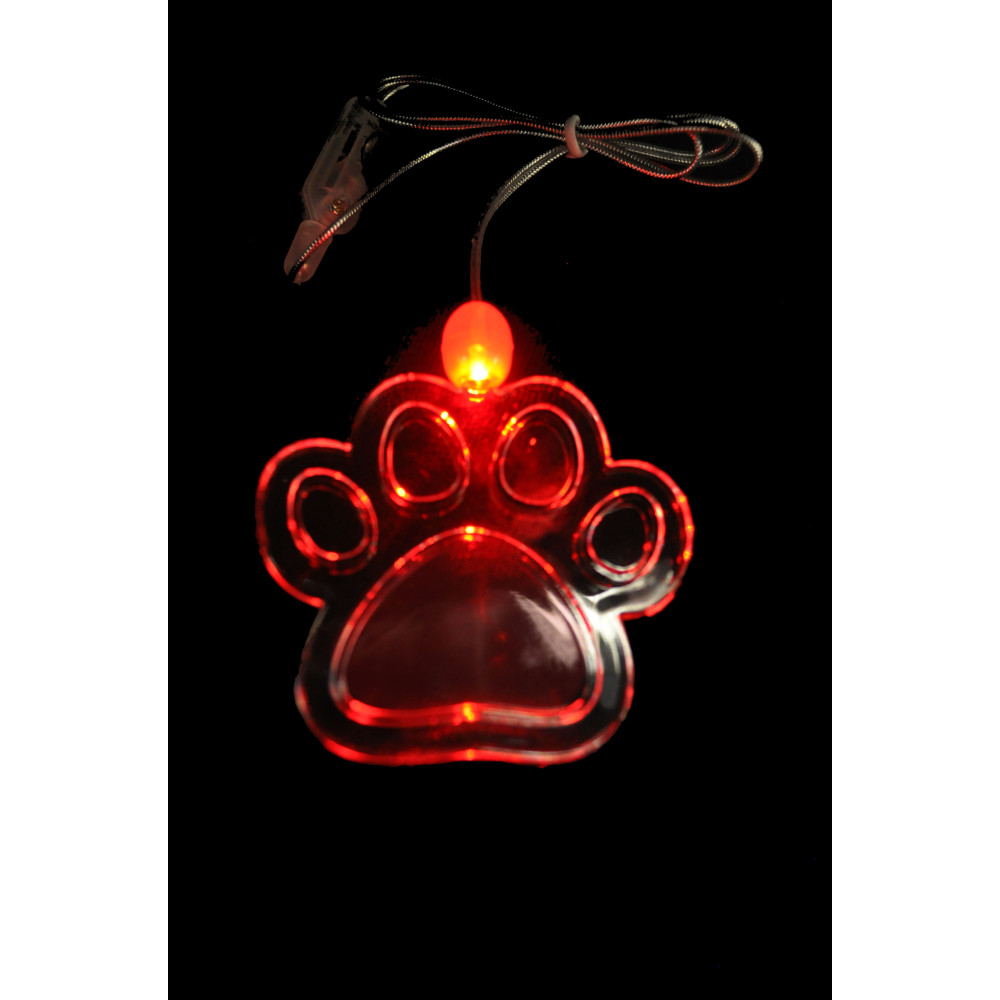 LED ACRYLIC PAW PRINT CHARM ON NON FLASHING LANYARD (1 PIECE)