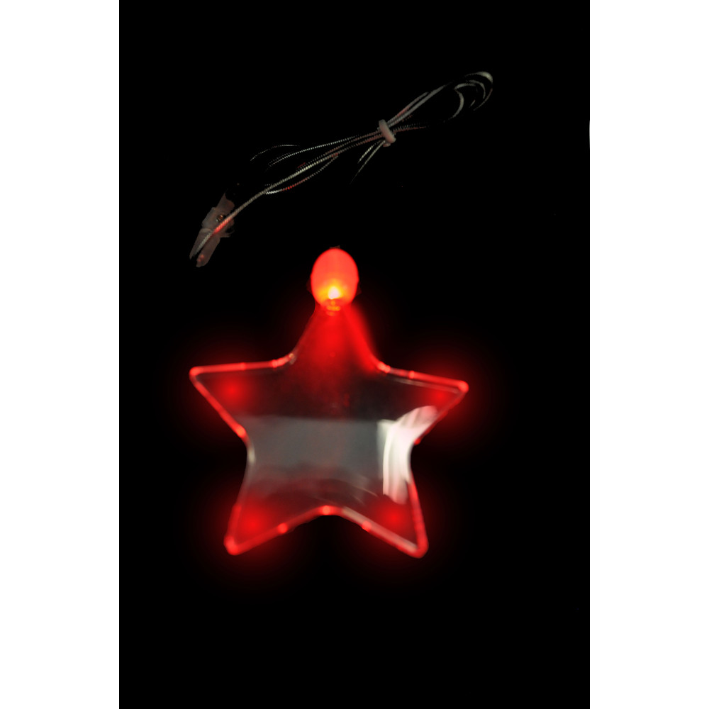 LED ACRYLIC STAR CHARM ON NON FLASHING LANYARD (1 PIECE)