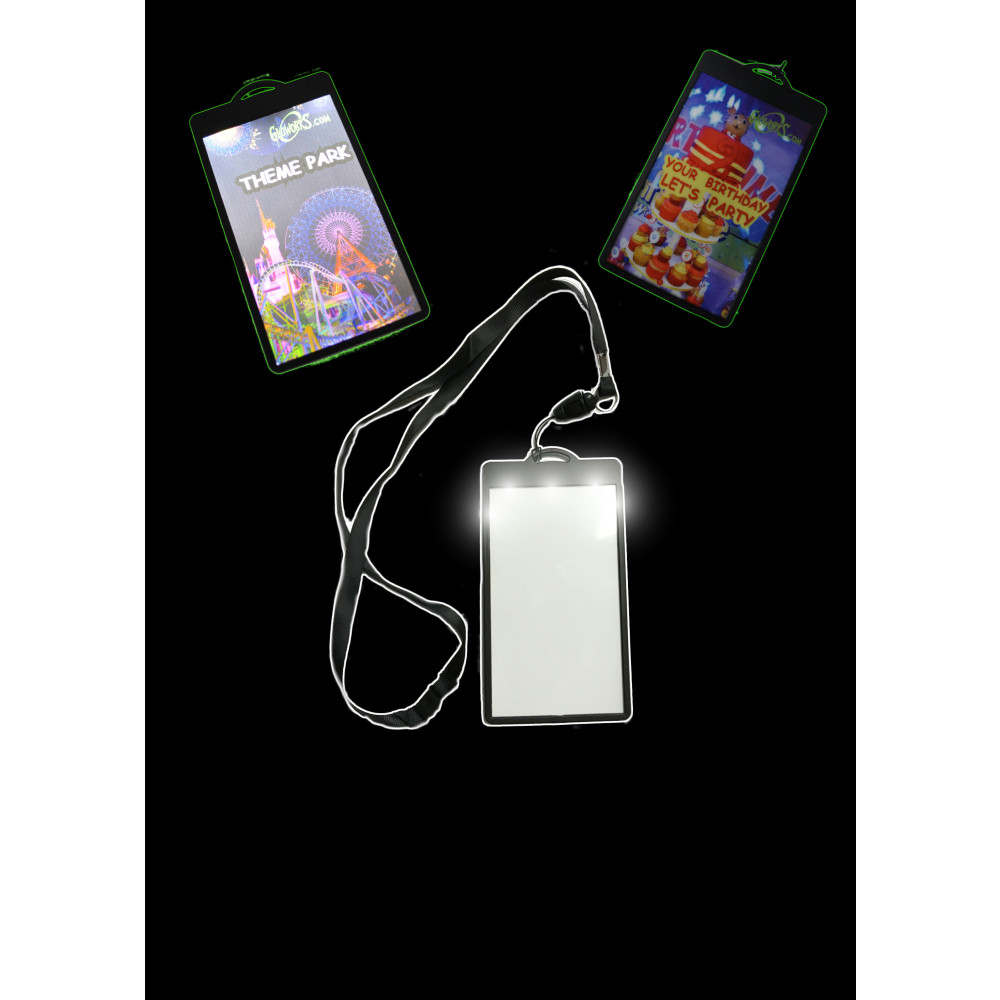 LED BLANK BACK LIT BADGE ON NON-FLASHING LANYARD (1 PIECE)