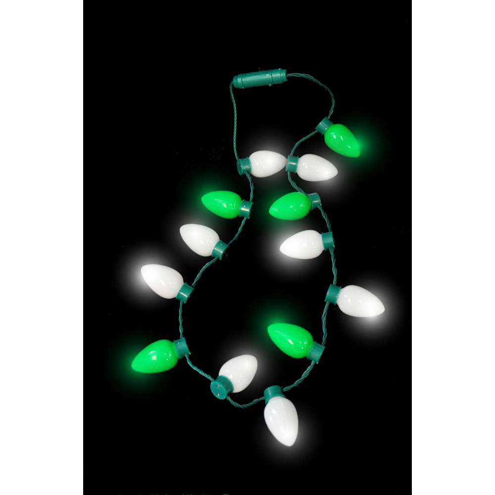 LARGE LED BULB NECKLACE GREEN/WHITE (1 PIECE)