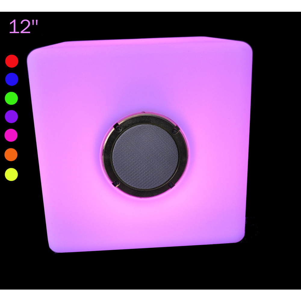 12" BIG LED CUBE WITH BLUETOOTH SPEAKER LIGHT FURNITURE- END TABLE/STOOL MULTI-COLOR (1 PIECE)
