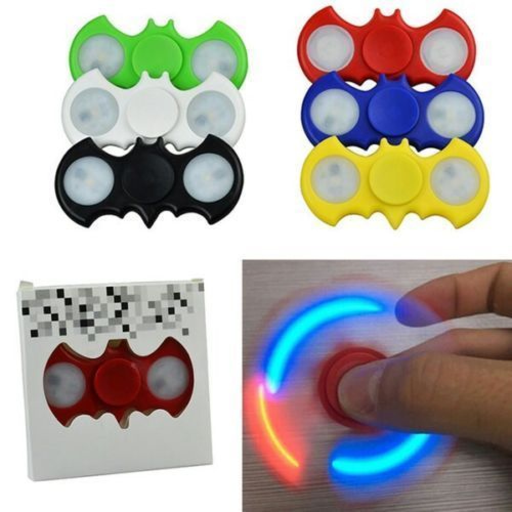 FLASHING LED BAT SHAPED FIDGET SPINNER WITH ON OFF BUTTONS  (1 PIECE)
