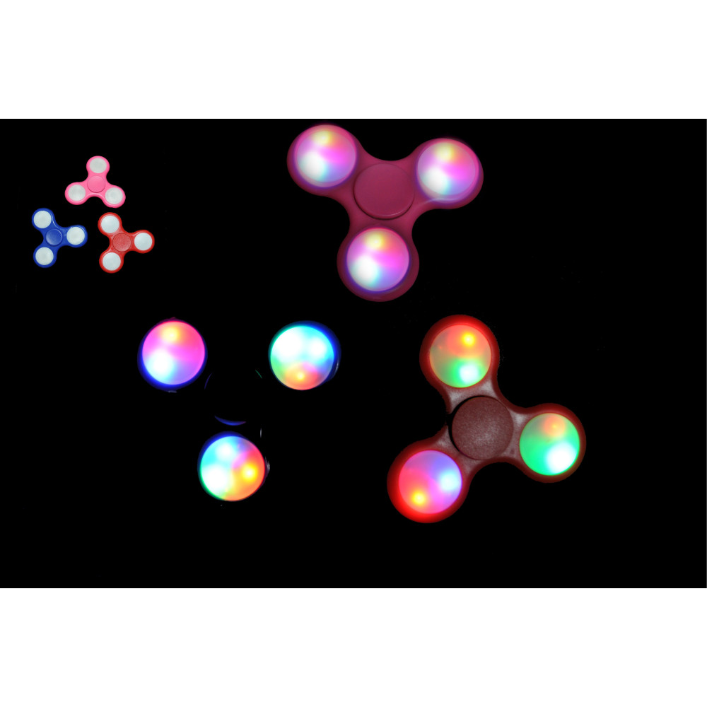 FLASHING LED TRI-COLOR FIDGET SPINNER WITH ON OFF BUTTONS  (1 PIECE)