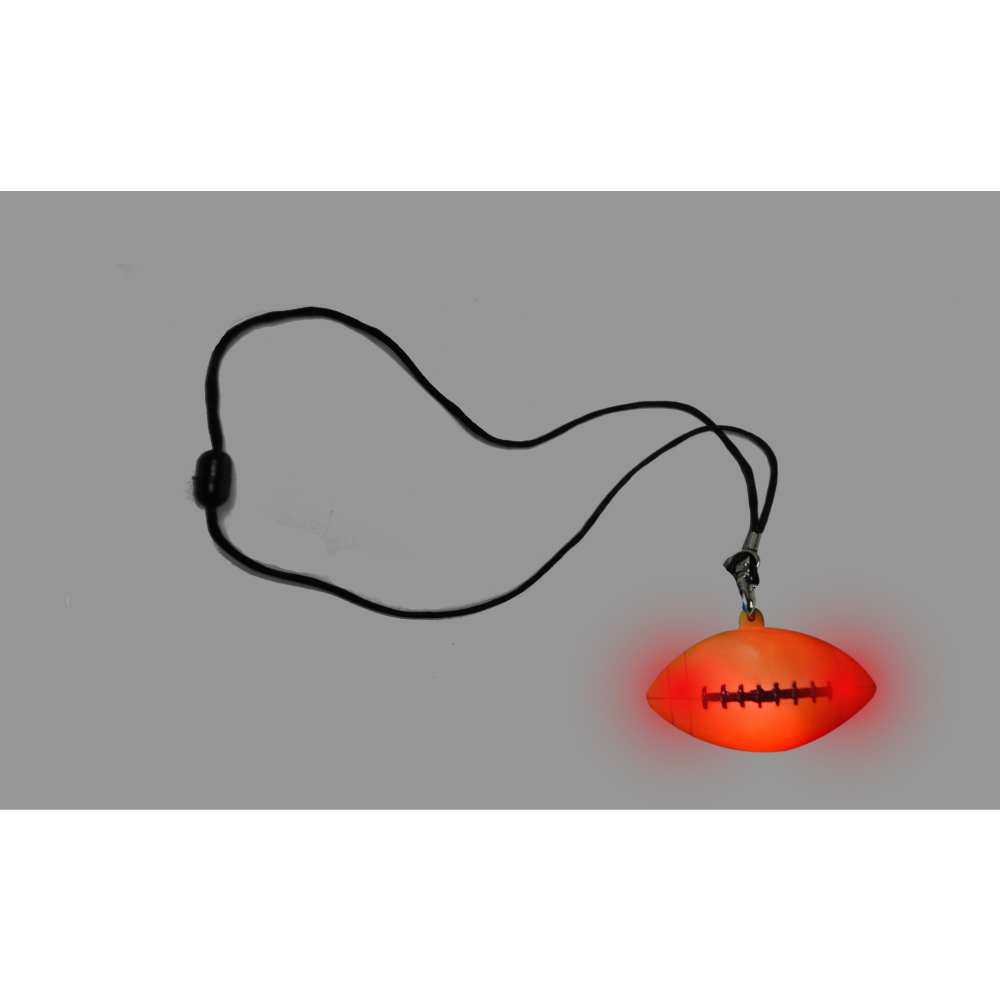 FOOTBALL FLASHING CHARM ON NON-FLASHING BLACK LANYARD (1 PIECE)