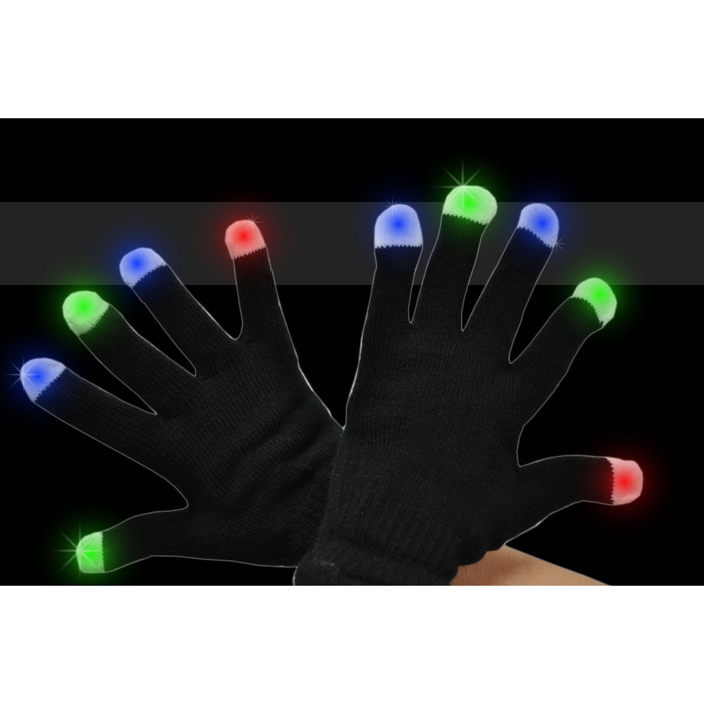 LED BLACK GLOVE - MULTI COLOR (1 PAIR)