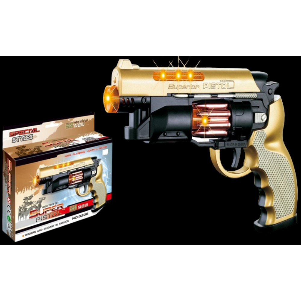 LED GUN WITH SOUND (1 PIECE) 3 AA BATTERIES  INCLUDED