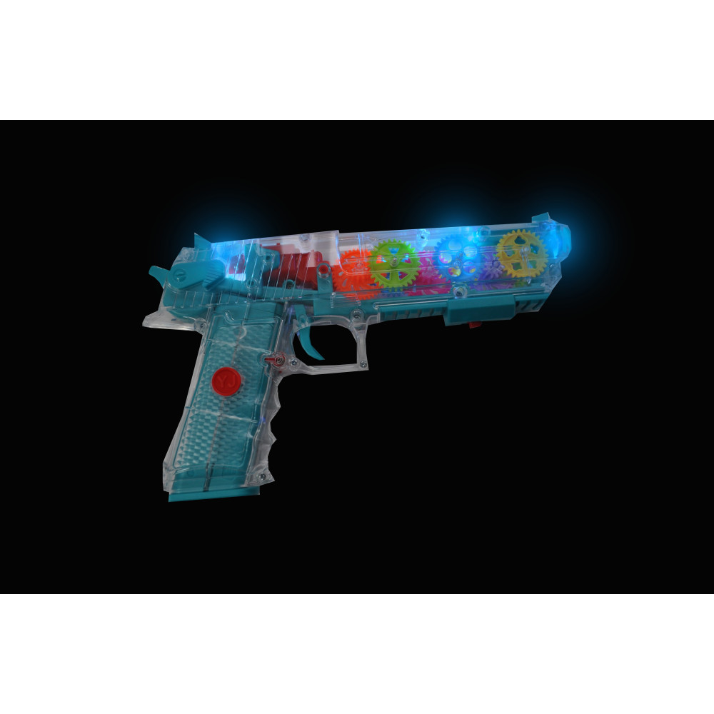 LED FLASHING GUN WITH MOVING GEARS AND LIGHTS (1 PIECE)