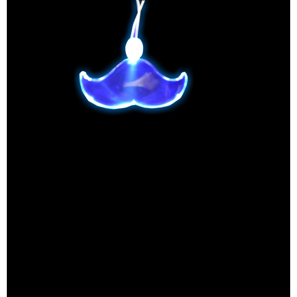 LED ACRYLIC FLASHING MUSTACHE NECKLACE ON NON-FLASHING LANYARD (1 PIECE) 