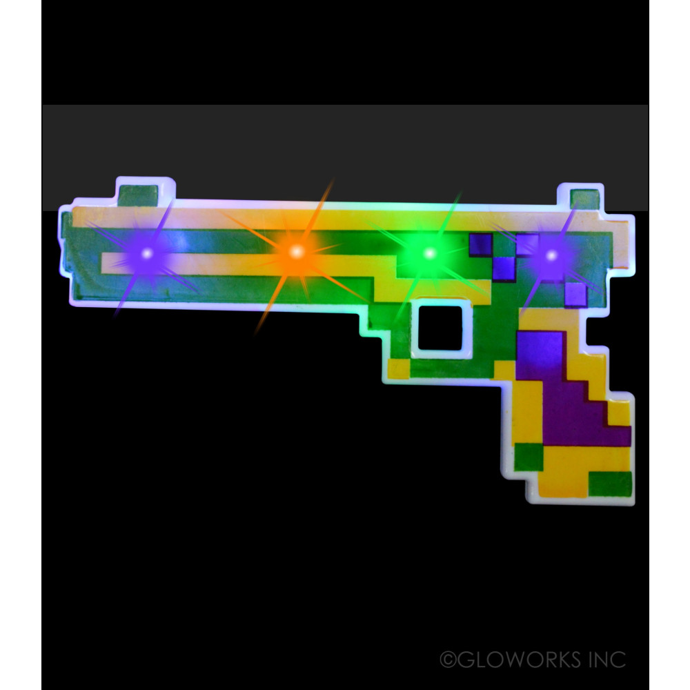 FLASHING PIXEL MARDI GRAS PISTOL (1 PIECE)