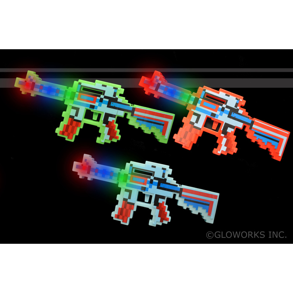 LED FLASHING PIXEL MACHINE GUN (1 PIECE)