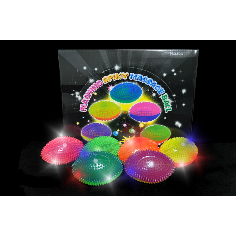 TWO TONED SPIKEY FLASHING FOOTBALL WITH SQUEAKING NOISE (1 PIECE)