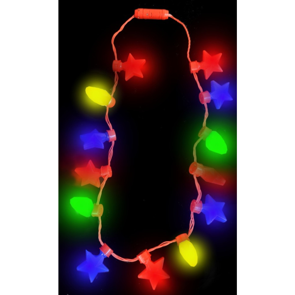 LARGE LED BULB NECKLACE WITH STARS (1 PIECE)
