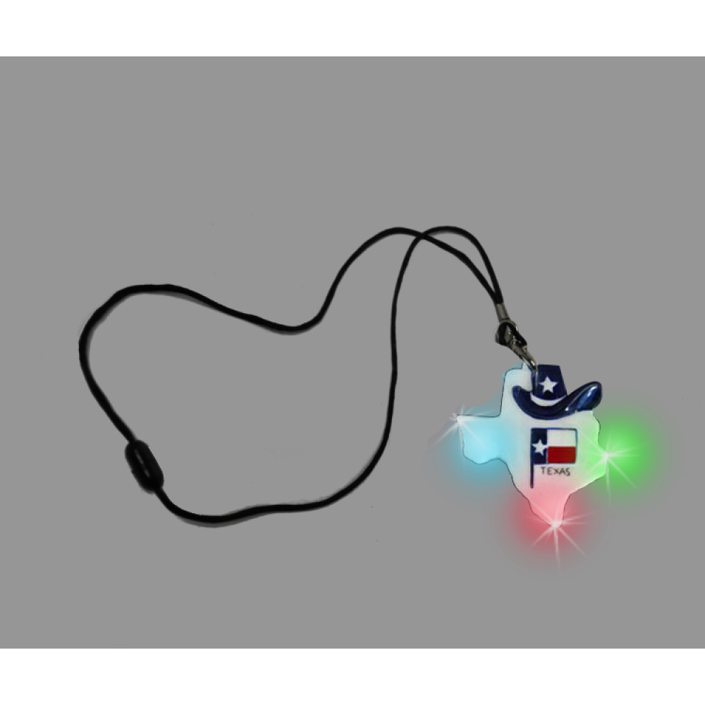 TEXAS FLASHING CHARM ON NON-FLASHING BLACK LANYARD (1 PIECE)