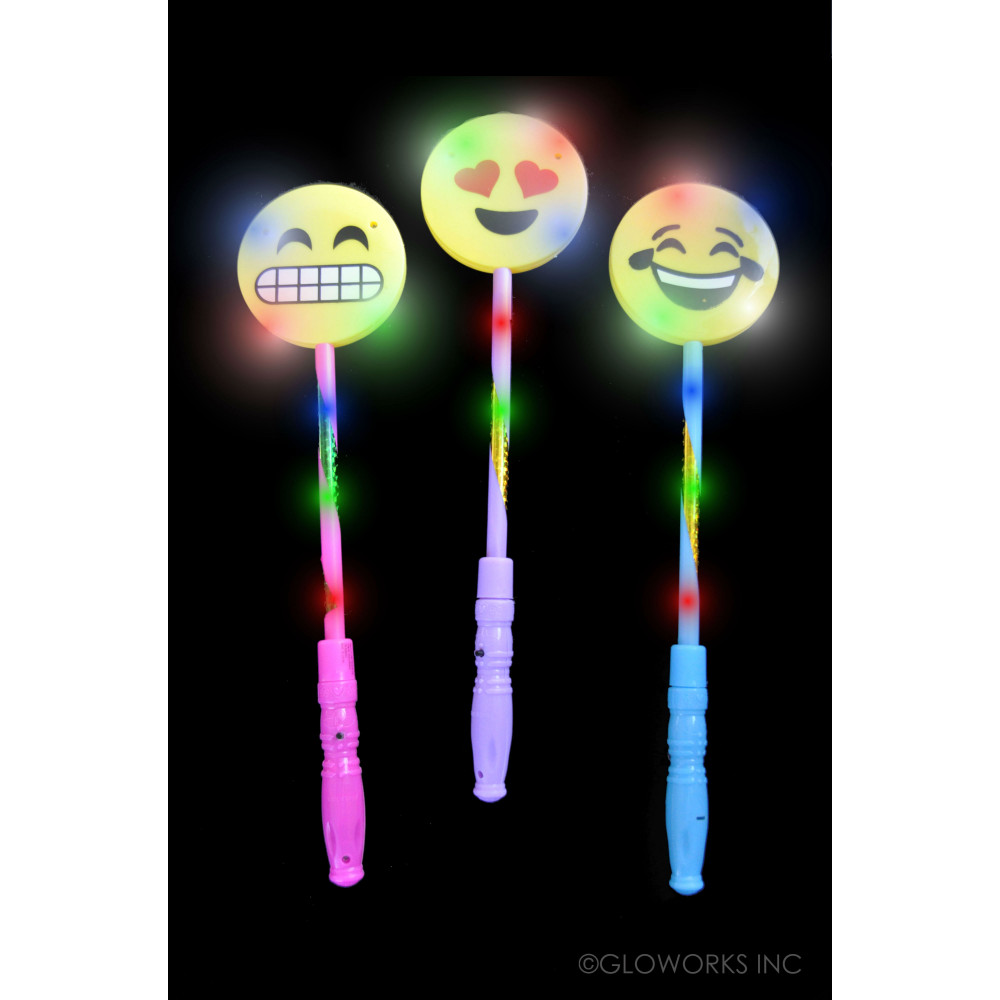 LED ASSORTED COLOR 15" EMOJI WAND (1 PIECE)