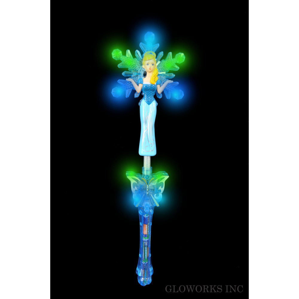 17" SNOWFLAKE PRINCESS WAND WITH BUTTERFLY HANDLE 
