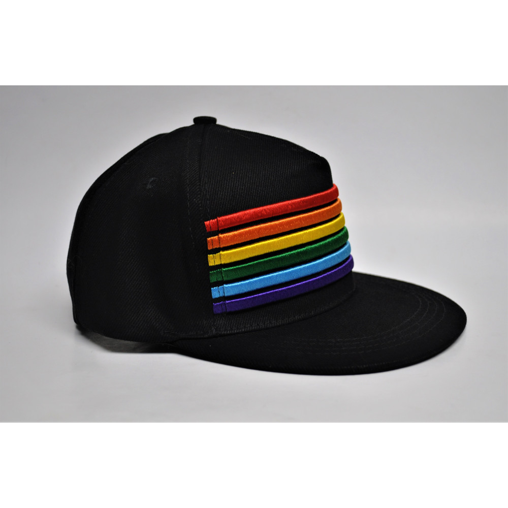 BLACK CAP WITH RAINBOW FLAG EMBROIDERED (1 PIECE)