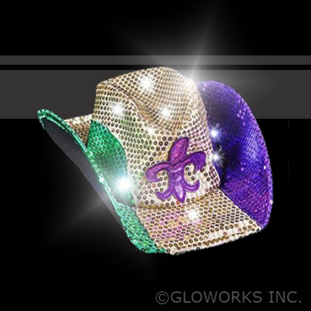 MARDI GRAS FLASHING SEQUIN COWBOY HAT  (1 PIECE)