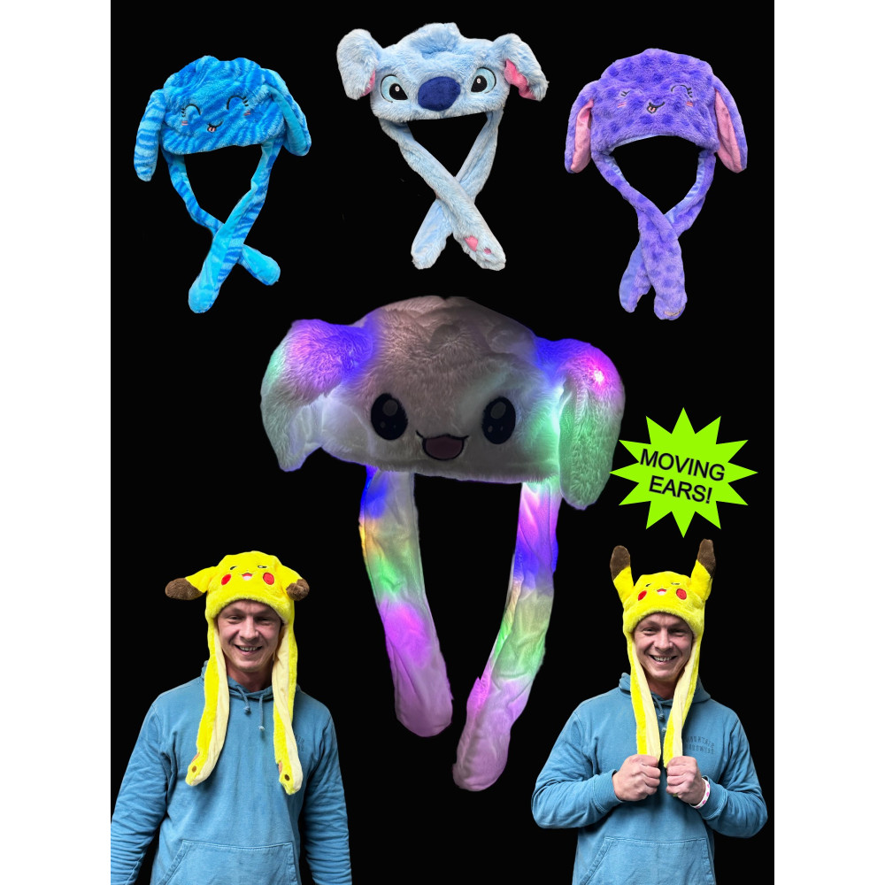 ASSORTED STYLE PLUSH ANIMAL HAT WITH MOVING EARS (1 PIECE)