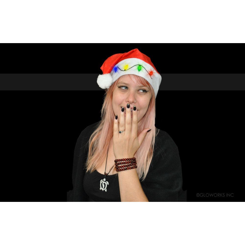 LED FLASHING BULB SANTA HAT (1 PIECE)