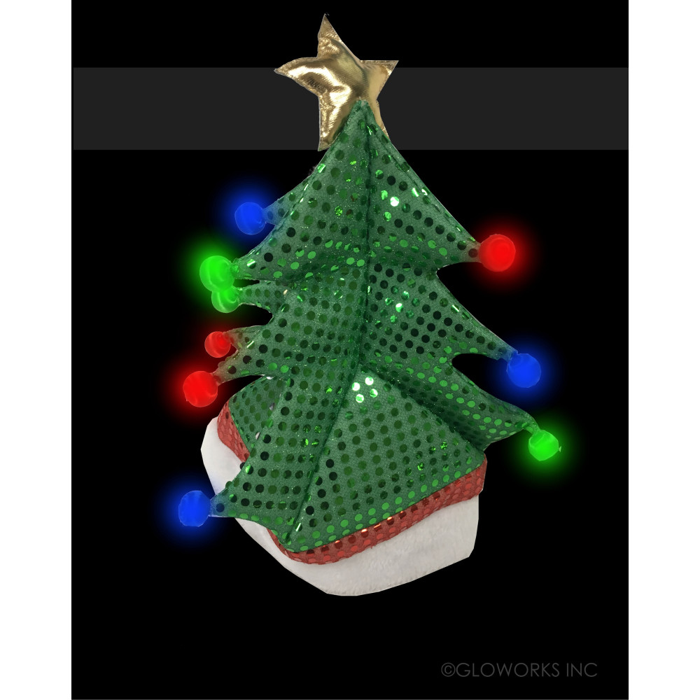 LED FLASHING CHRISTMAS TREE HAT (1 PIECE)