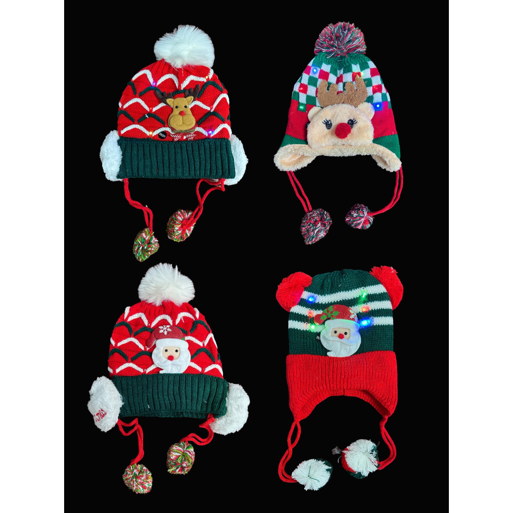 ASSORTED STYLE LED LIGHT UP CHILDRENS CHRISTMAS BEANIE STYLE HAT (1 PIECE)