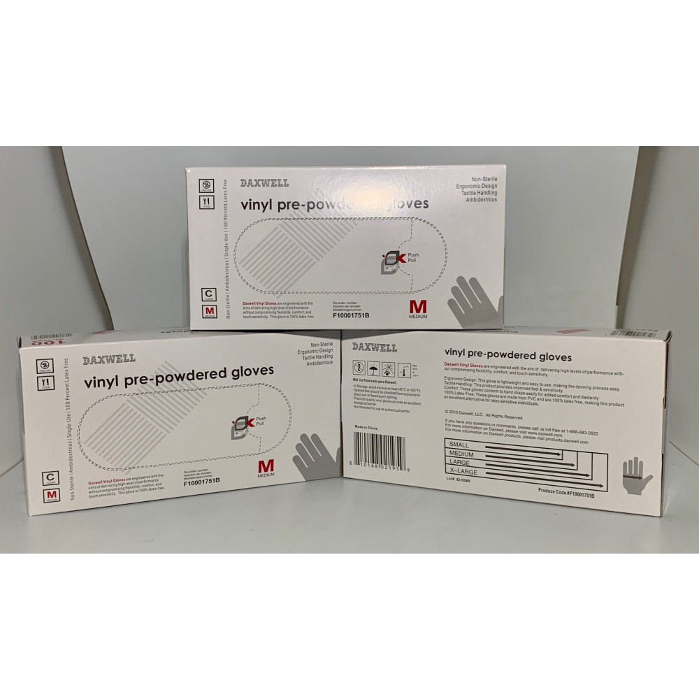 VINYL EXAM GLOVES - 100PK (LARGE/MED)