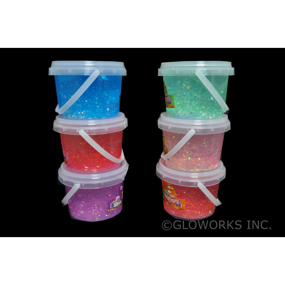 16 OZ ASSORTED COLOR BUCKET OF SLIME W/GLITTER(1 PIECE)