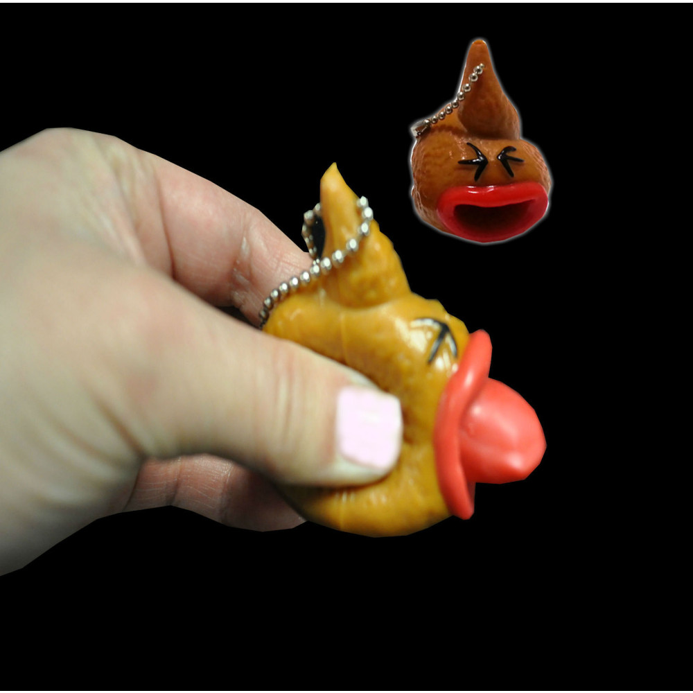 POOP SQUEEZE KEY CHAIN WITH POP OUT TONGUE (1 PIECE) 