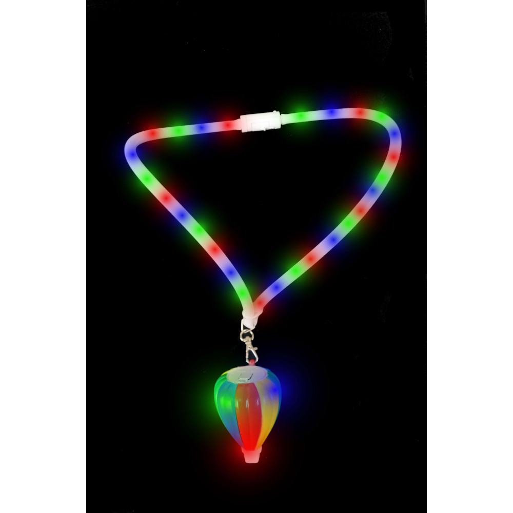 RAINBOW COLORED HOT AIR BALLOON FLASHING CHARM WITH LED LANYARD (1 PIECE)