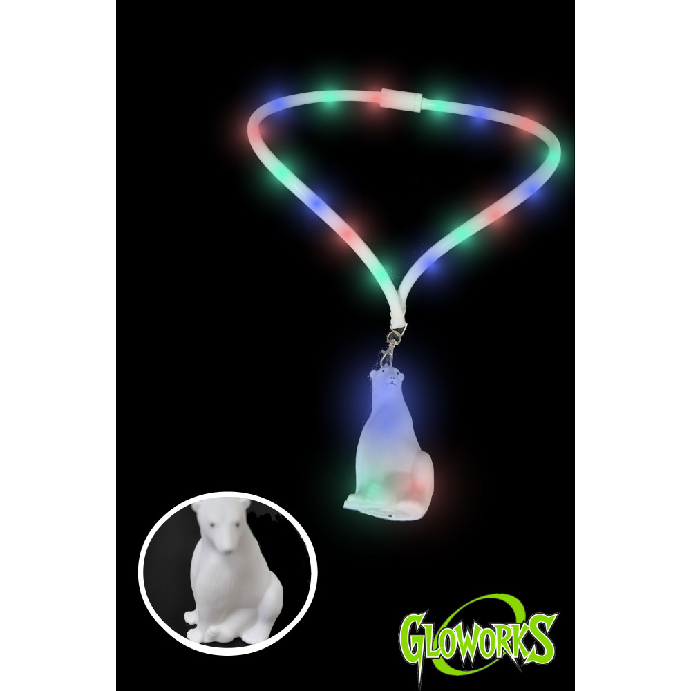 Polar Bear Flashing Charm with Flashing Lanyard (1 PIECE)