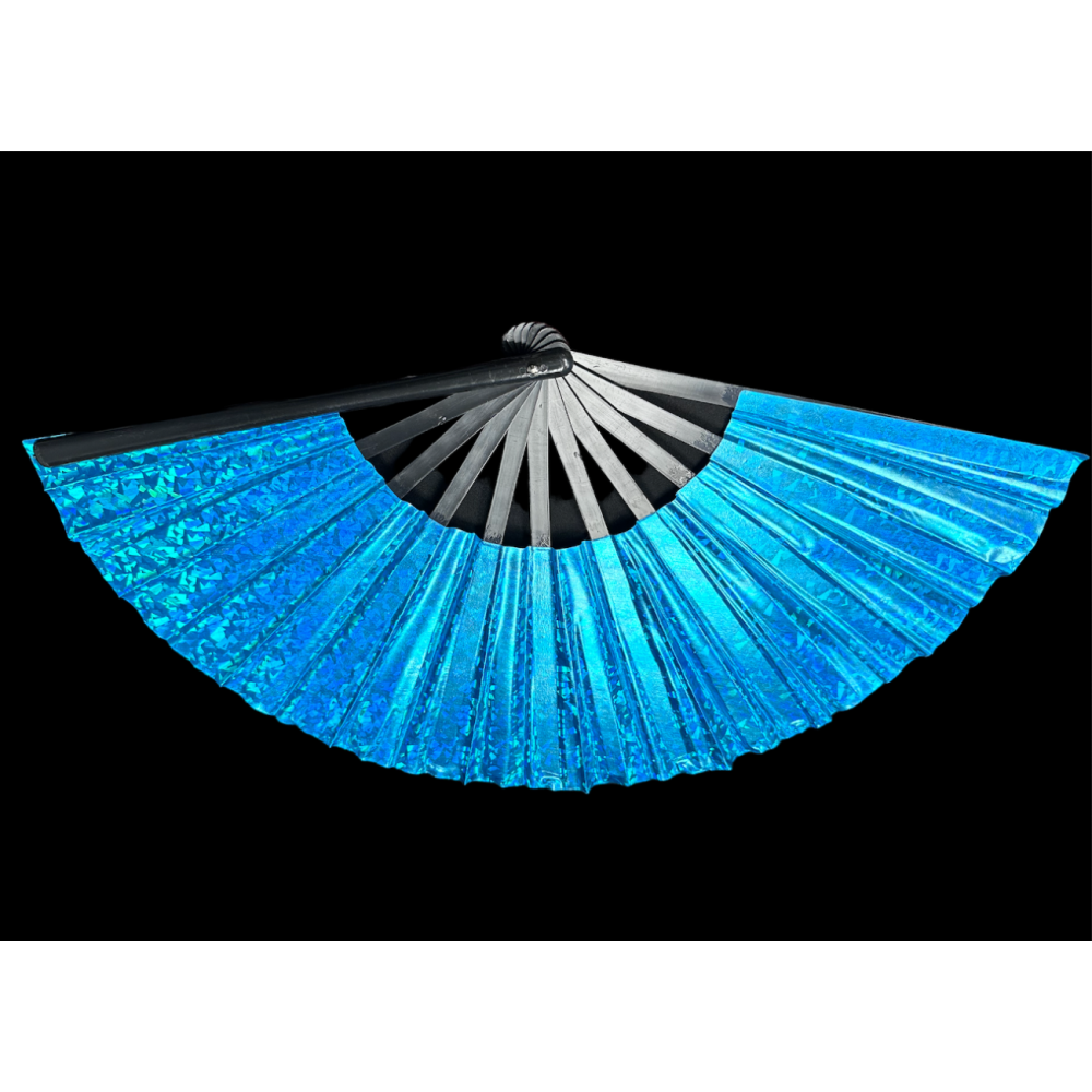BLUE IRIDESCENT HAND FAN   (1 PIECE)