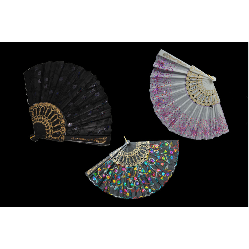 ASSORTED SEQUINED HAND FAN (1 PIECE)