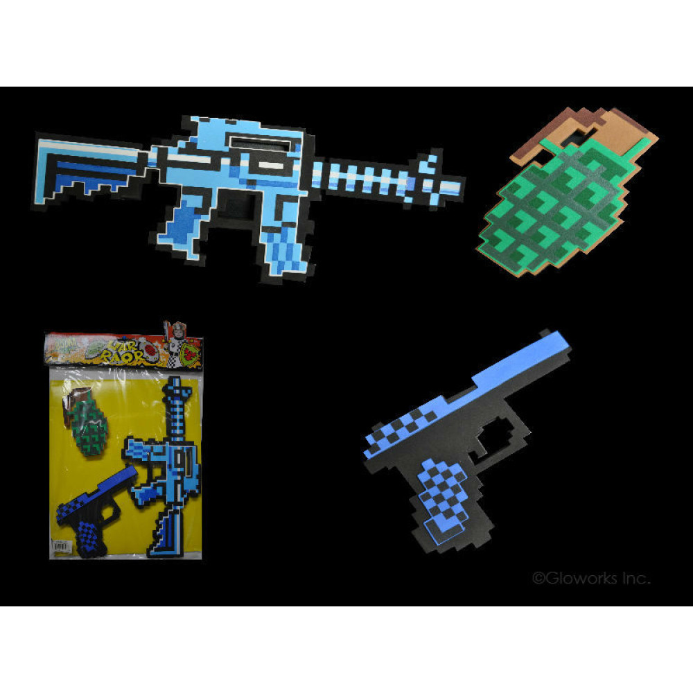 NON-FLASHING CARDED ASSORTED STYLE PIXEL TOYS ( 1 SET )