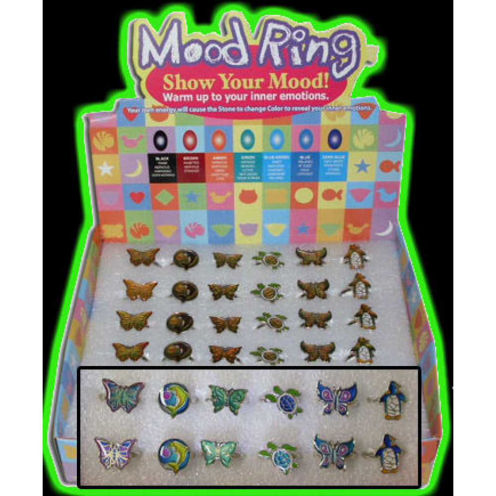 ASSORTED SHAPED MOOD RINGS 36/DISPLAY (1 DISPLAY)