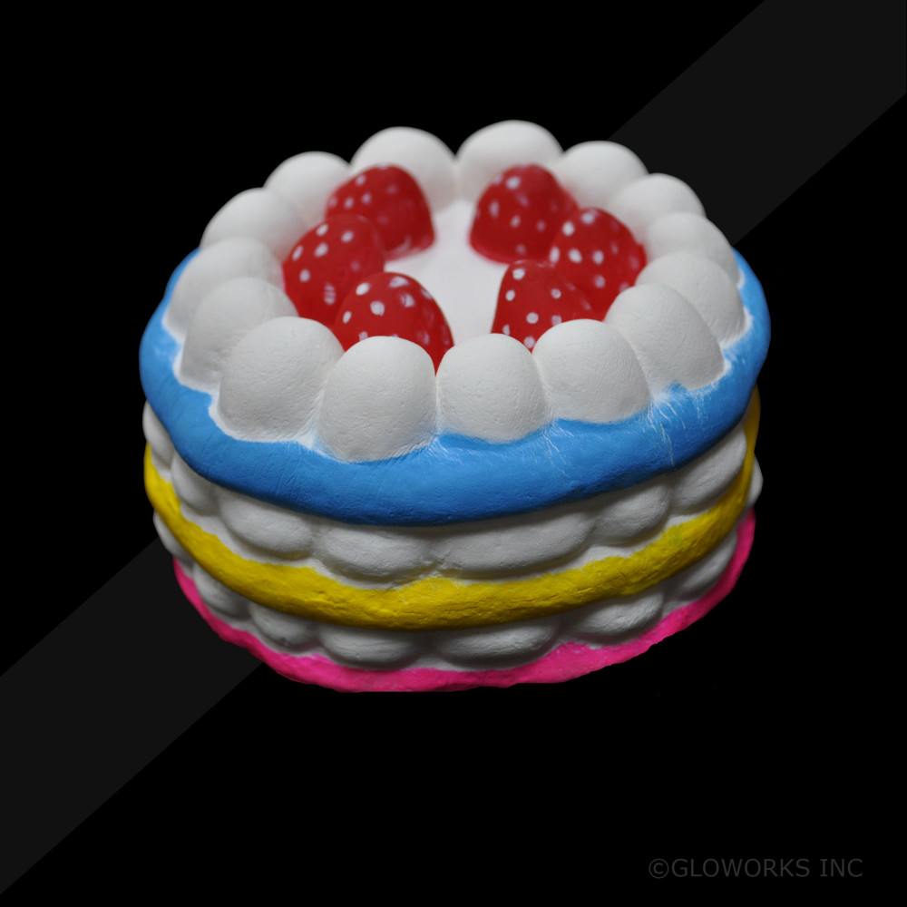 NEON LAYER CAKE WITH RASPBERRY TOPPING SQUISHY (1 PIECE)