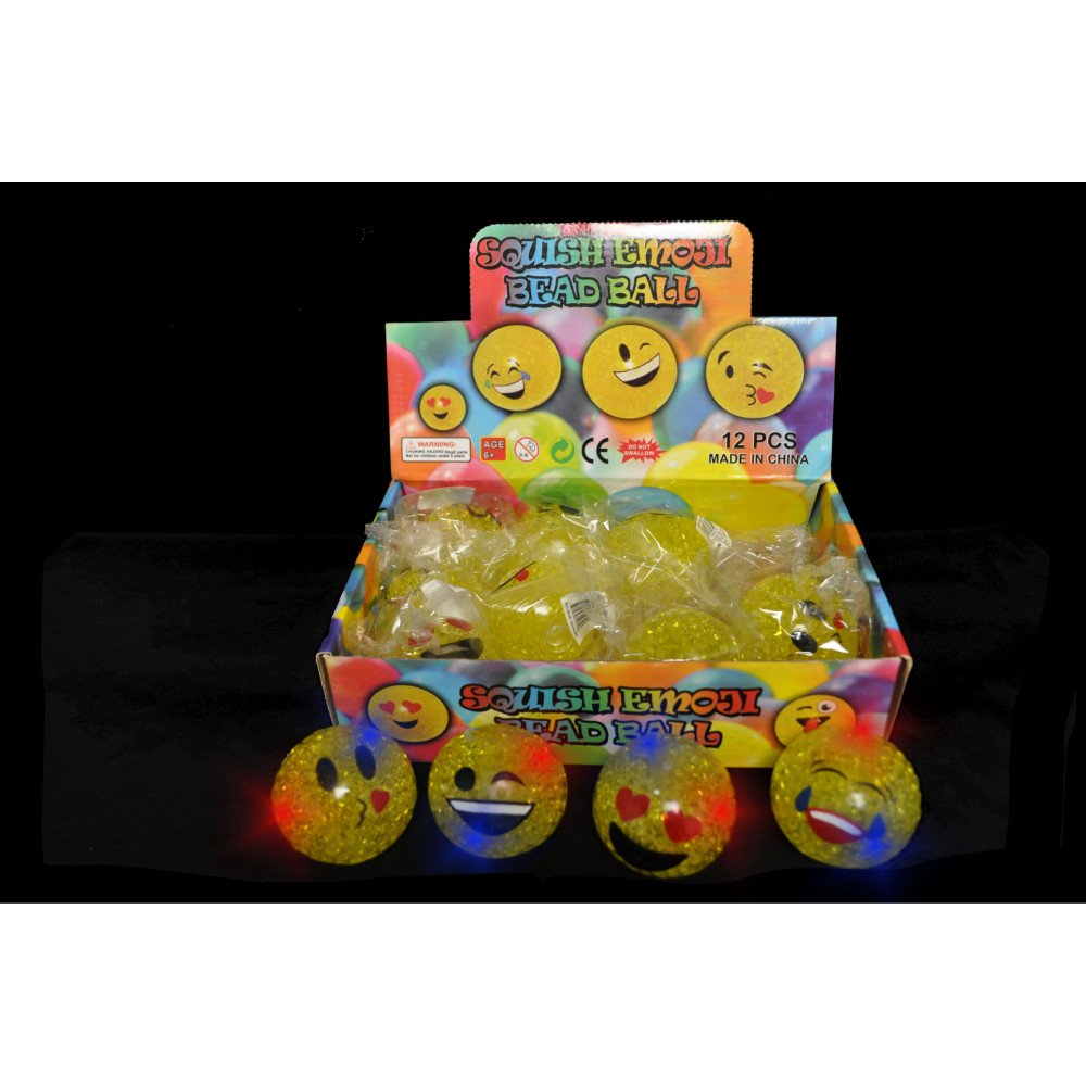 LED FLASHING SQUISHY BEAD ASSORTED EMOJI FACE (1 PIECE)