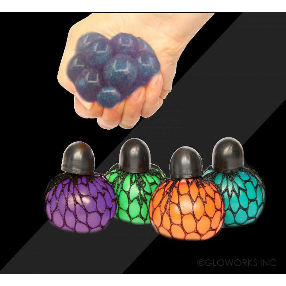 2.36" GLITTER SQUISHY MESH BALL  (1 PIECE)