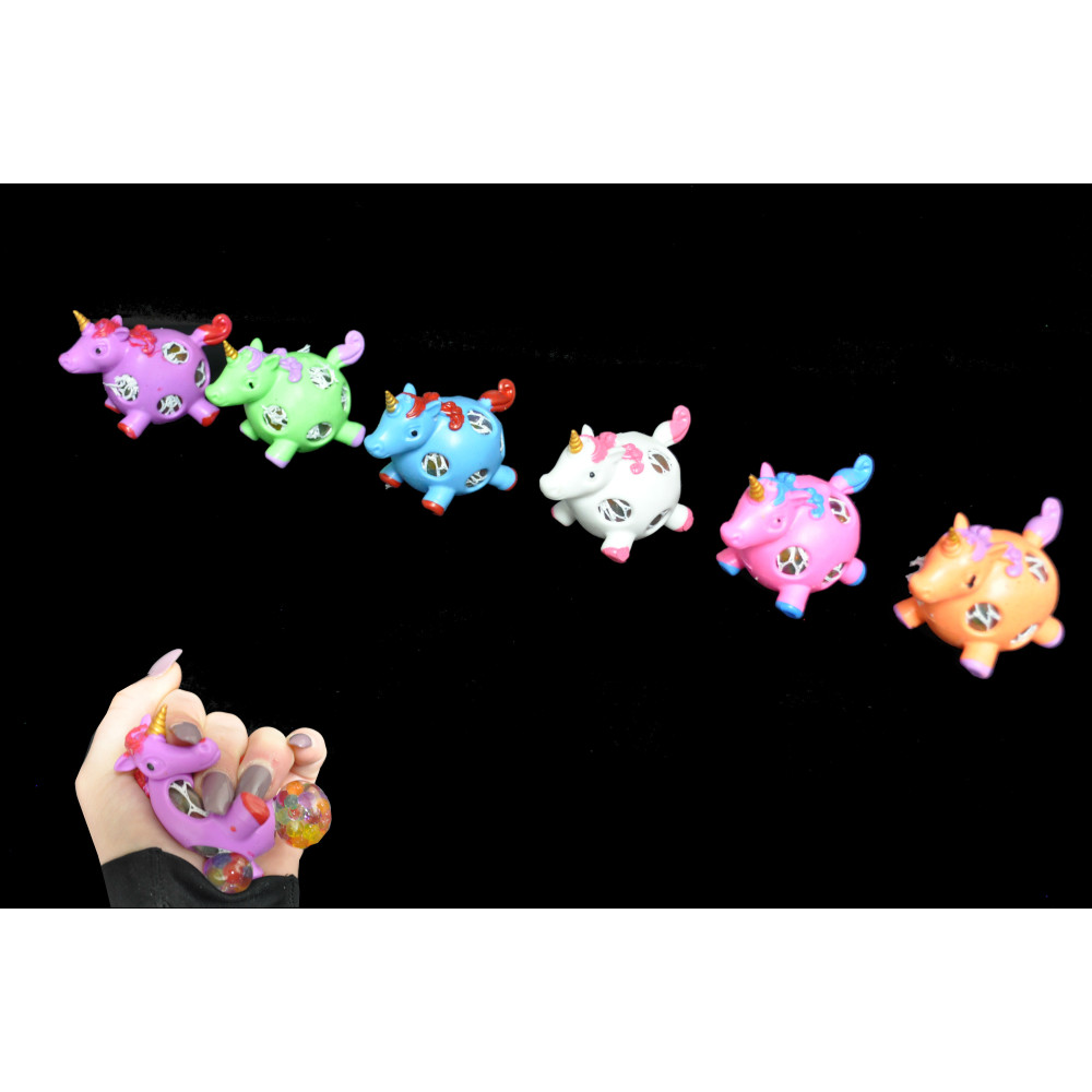 ASSORTED COLOR UNICORN MESH BALL WITH LED LIGHT / WATER BEADS (1 PIECE)