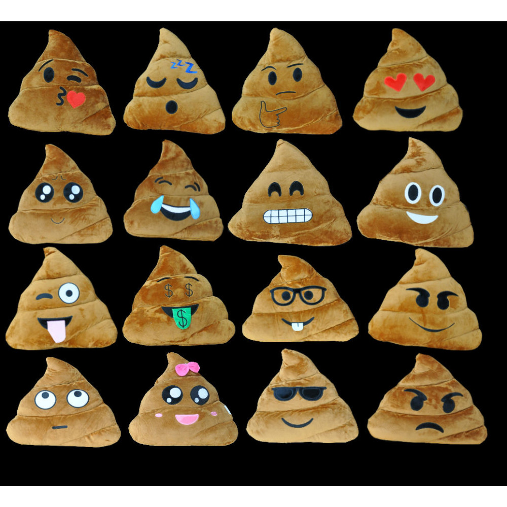 14" ASSORTED POOP STYLE EMOJI PILLOW (1 PIECE)